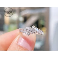 aazuo 18k solid white gold real natrual diamonds 0 50ct classic fairy princess ring gift for woman engagement birthday party
