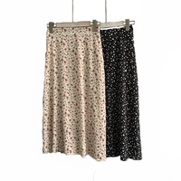 chiffon floral skirt women 2021 summer new sweet elegant drape thin a line high waist mid length slim skirts female jd1191
