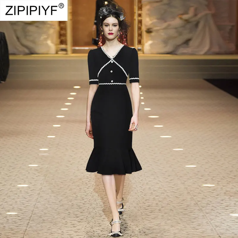 

Женское однобортное платье с оборками, модельное офисное простое платье с V-образным вырезом и коротким рукавом, лето 2021, Z312