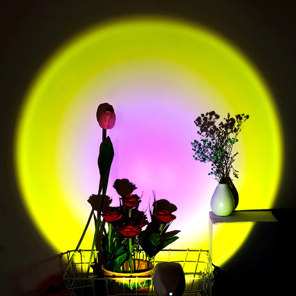

USB Rainbow Sunset Red Projector Led Night Light Sun Projection Desk Lamp for Bedroom Bar Coffee Store Wall Decoration Lighting