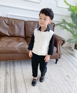 only vest 90-140cm height new autumn boys fashion knitted vest kids spring autumn clothing boys casual vest - Цвет: only vest