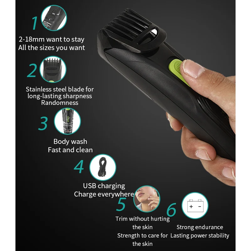 VGR портативная электрическая машинка для стрижки волос перезаряжаемый