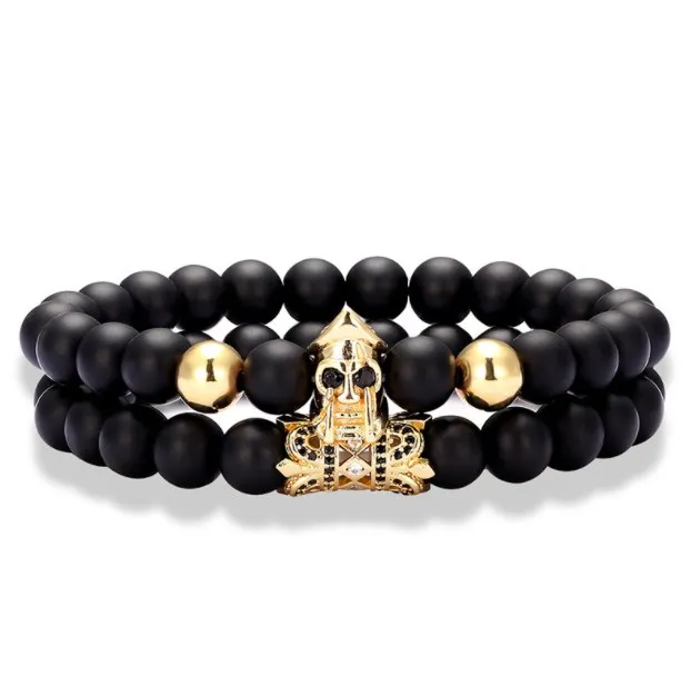 

2 шт./лот 8 мм воин шлем Корона Золото Серебро Медь cz Циркон кубический цирконий бусины браслет Йога Эластичный камень браслеты ryg3d