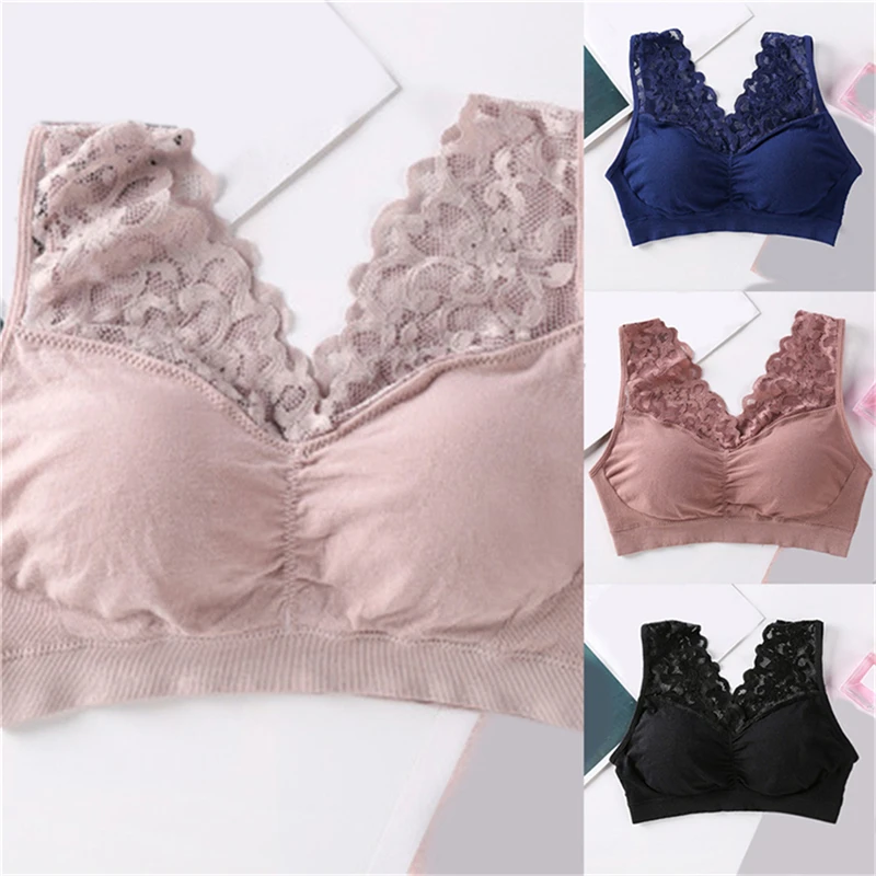 

Ladies Elegant Seamless Bra Women Fashion Patchwork Lace Bras High Quality Solid Color Underwear For Female