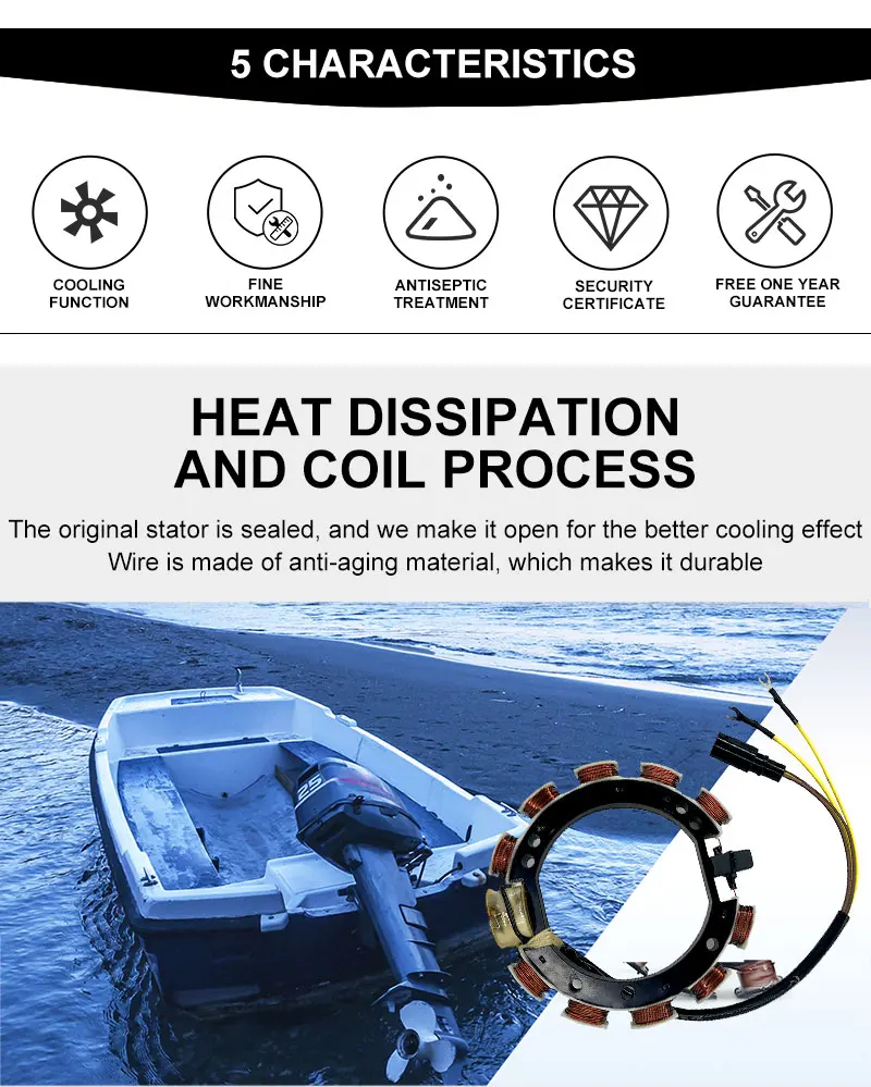 JETUNIT подвесной Запчасти узел статора 4Cyl 9Amp для Johnson Evinrude 65-115HP 583340 583536 763767 173-3536