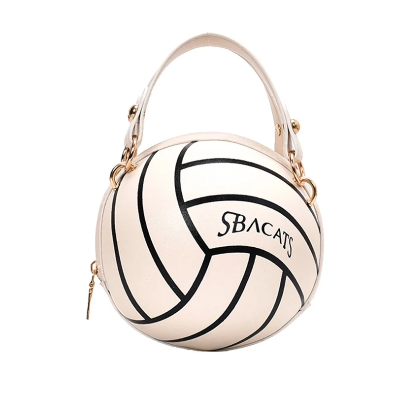 

Women Ladies Football Volleyball Round Crossbody Shoulder Bag PU Leather Tote Purse Handbag Chain Purse Satchel G5AE