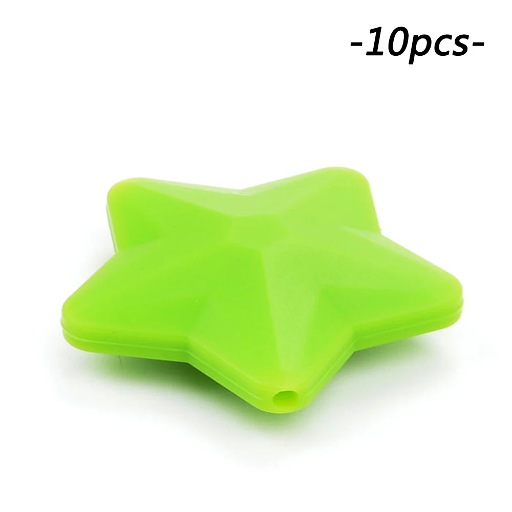 Chartreuse LOFCA 10 шт. силиконовые бусины Мягкие Детские Прорезыватели для зубов Diy ювелирные изделия браслет колье и кулон детский Прорезыватель силиконовая звезда - Цвет: Chartreuse
