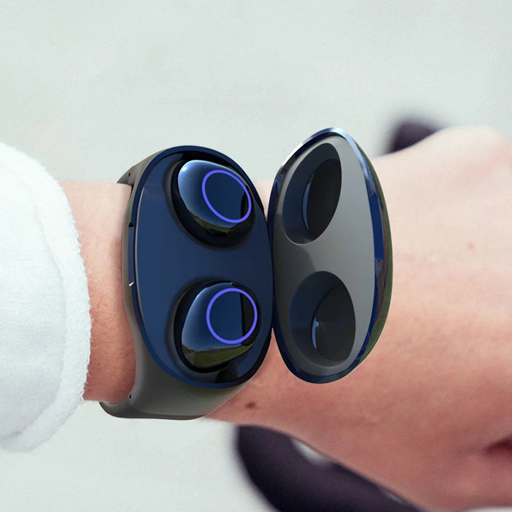 Tws Беспроводная bluetooth-гарнитура с сенсорным ремешком на запястье беспроводные наушники 5,0 Bluetooth наушники для iPhone Android телефонов