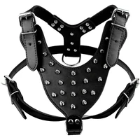 cool spiked studded leather dog vest harness puppy leash doggie lead for large pitbull bulldog boxer mastiff walking training