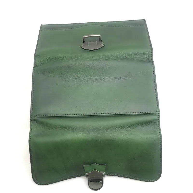 Женский Длинный кошелек в винтажном стиле с застежкой темно зеленый из