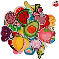 40 pcspack a mixed fruits embroidered patches iron on cartoon motif applique fashion fabric clothing hat bag shoe decor repair