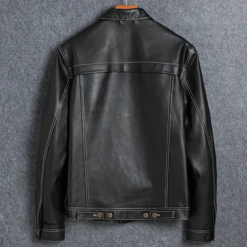 Мужская короткая куртка из натуральной кожи винтажные осенние куртки и пальто