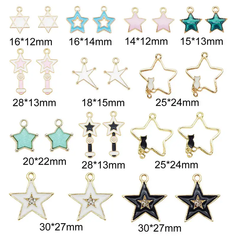 Джули Wang 12 шт. эмалью Подвески звезды смешанных цветов Волшебная Палочка из