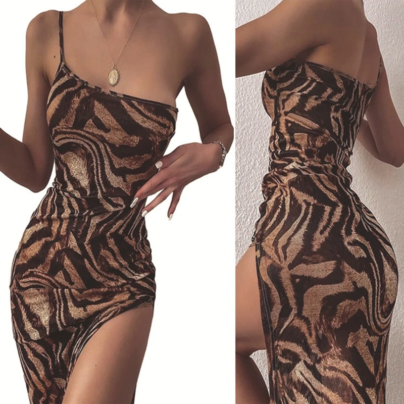 

Vintage Elegant Maxi Dress For Women Summer Sleeveless Slim High Street 2021 Graceful Banquet Party Sexy High Split Dress