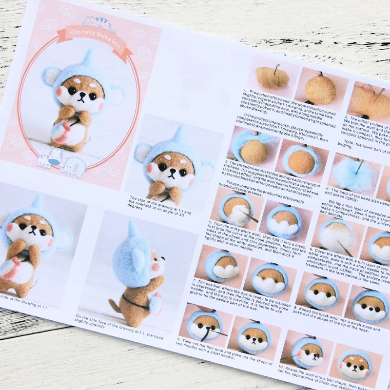 

2021 New Cute Animal Dog Doll Wool Felt Craft DIY Unfinished Poked Set Handcraft Kitting