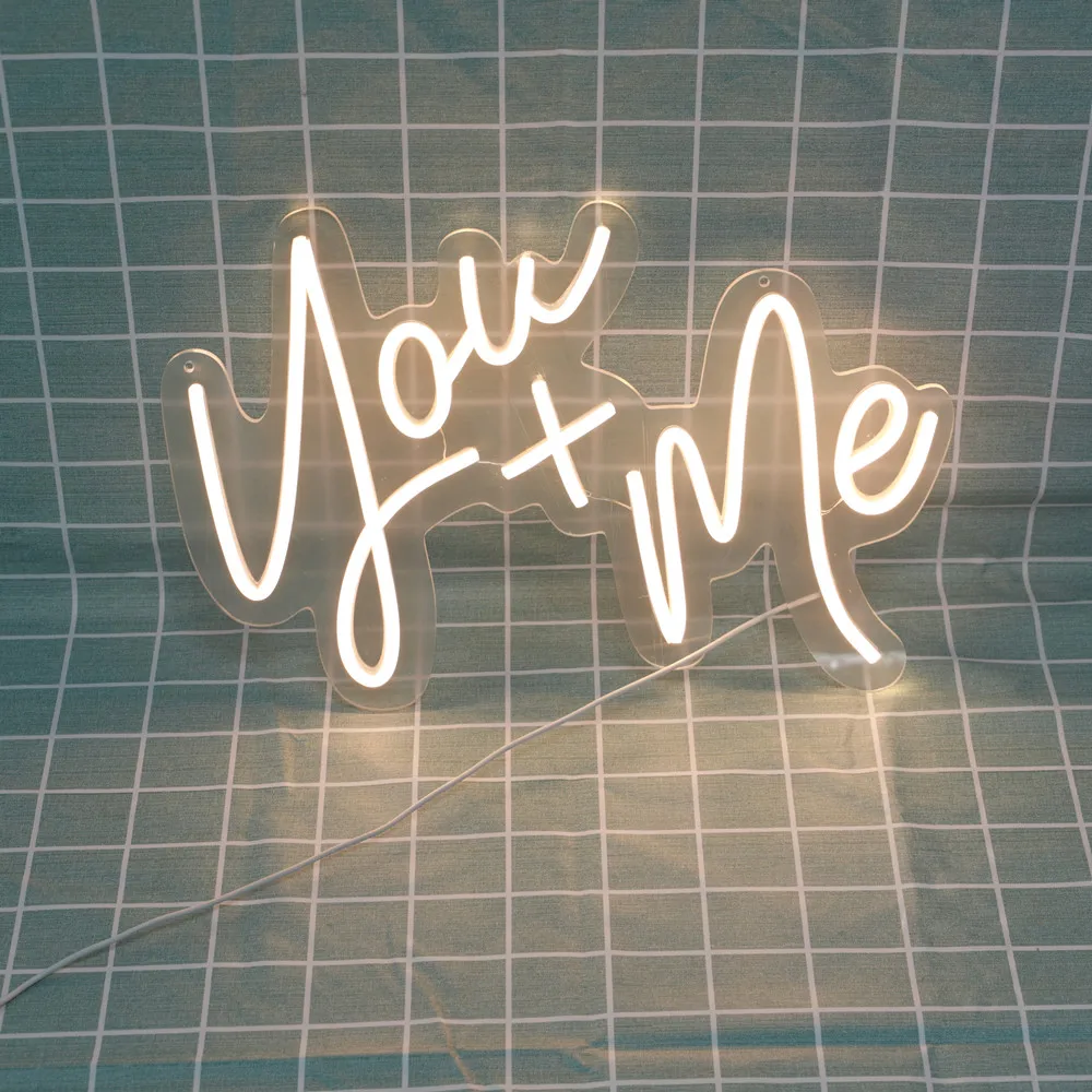 You and Me Neon Sign Light 3D Transparent Acrylic Club Bar Home Room Ins Party Wedding Wall Decoration Usb Switch Led Neon Signs