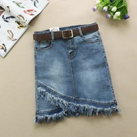 womens casual jeans skirt 2020 spring summer high waist irregular tassels mini denim skirt ladies falda jupe