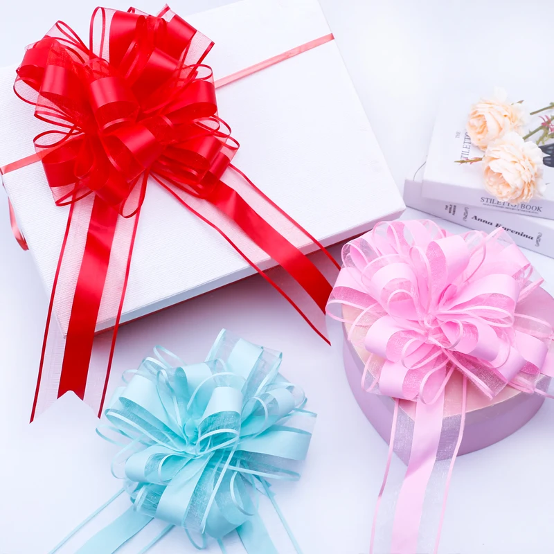 Белые/Серебристые/розовые очень большие снежные пряжи 10 шт. бант лента для