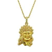 new mens and womens fashion hip hop alloy religious jesus head pendant couple high end zircon inlaid men and women long sweate