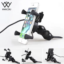 Motorcycle Bike Bicycle Mirror USB Charger Phone Holder 5V 360 Degree Adjustable Phone Mount For Phone 4-6.5 inch Grip Mount