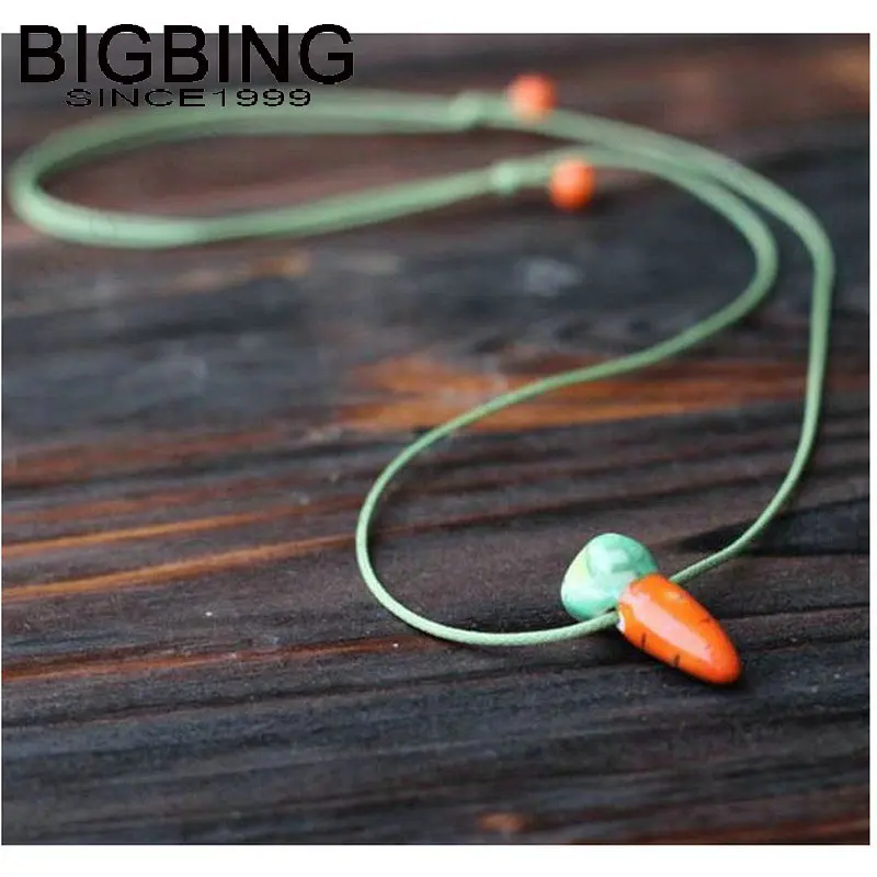 C149 BIGBING модные ювелирные изделия керамический морковный кулон черная цепочка
