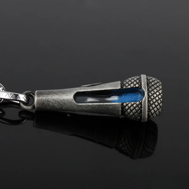 High Quality New Hourglass Metal Keychain Creative Music Gifts Key Chain Ring Microphone Keychains Fashion | Украшения и