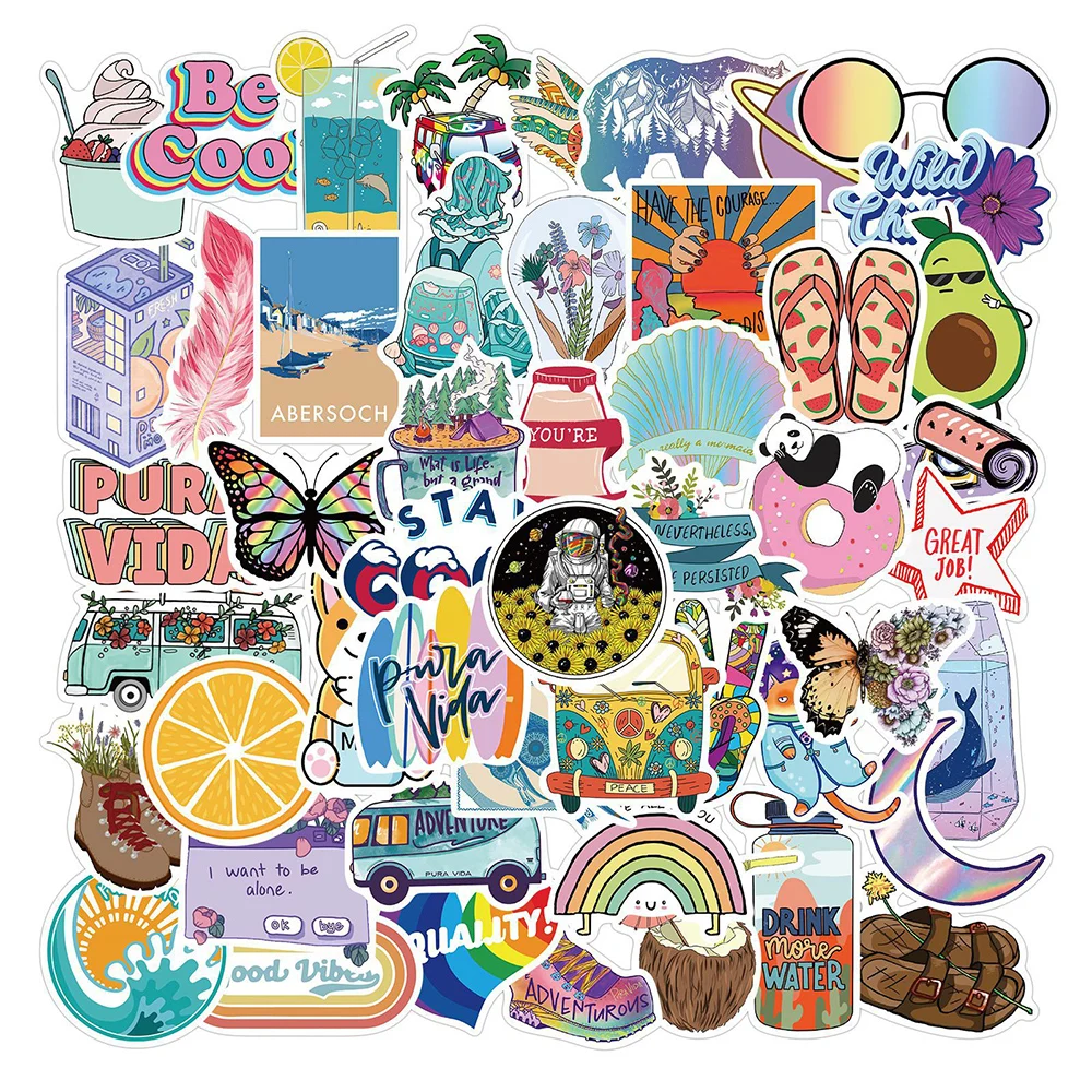 

50 шт./набор, привлекательные, с изображением героев мультфильмов, для VSCO граффити Стикеры подарок для Kawaii для девочек DIY канцелярские принад...