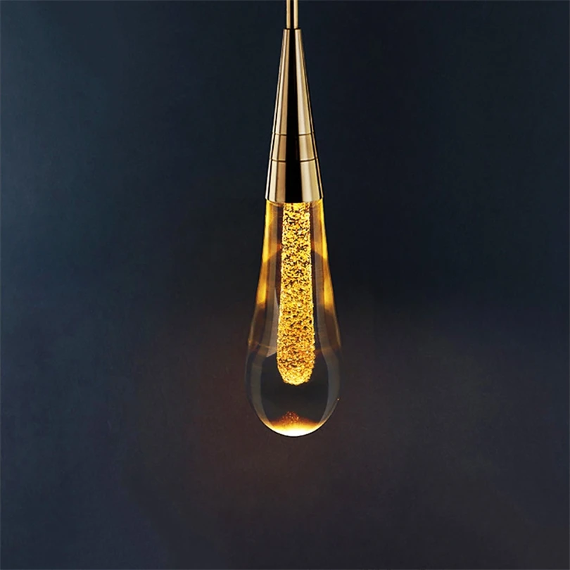 Современная хрустальная светодиодная Подвесная лампа золотого цвета светильник