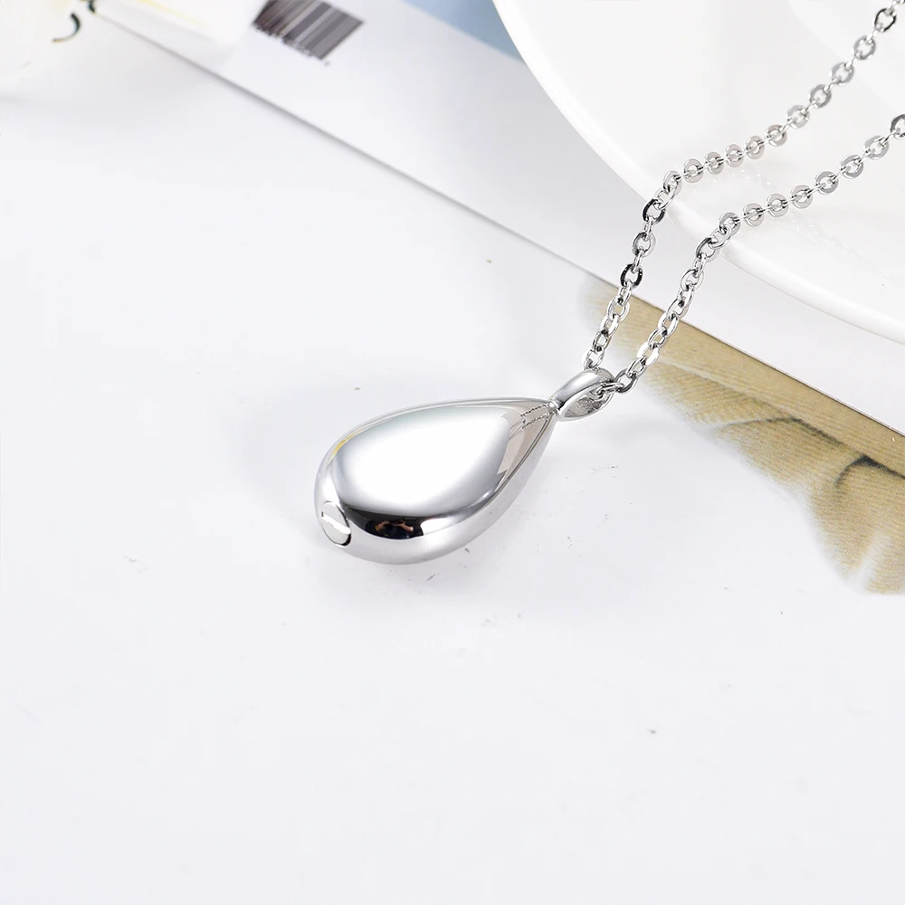

IJD9945 Stainless Steel Teardrop Cremation Souvenir Pendant for Ashes Urn Keepsake Memorial Necklace Jewelry