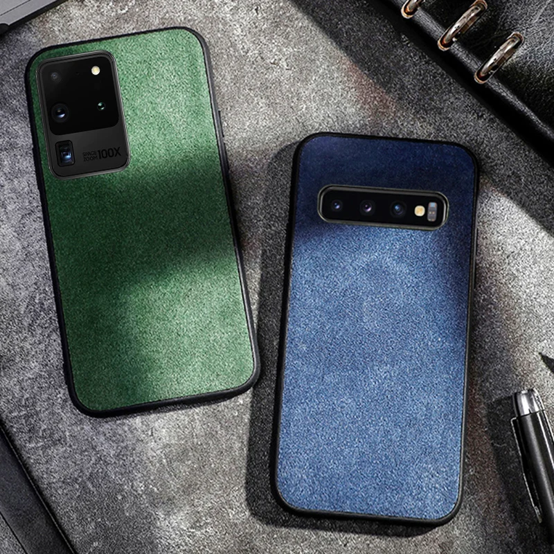 Genuine Cow Suede Leather phone case for Samsung galaxy S20 Ultra S7 S8 S9 S10e plus Note 10 Plus 8 9 A50 A70 A30s A40 A8 2018