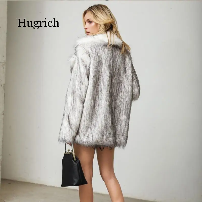 Женская Шуба из искусственного меха Повседневная теплая шуба средней длины