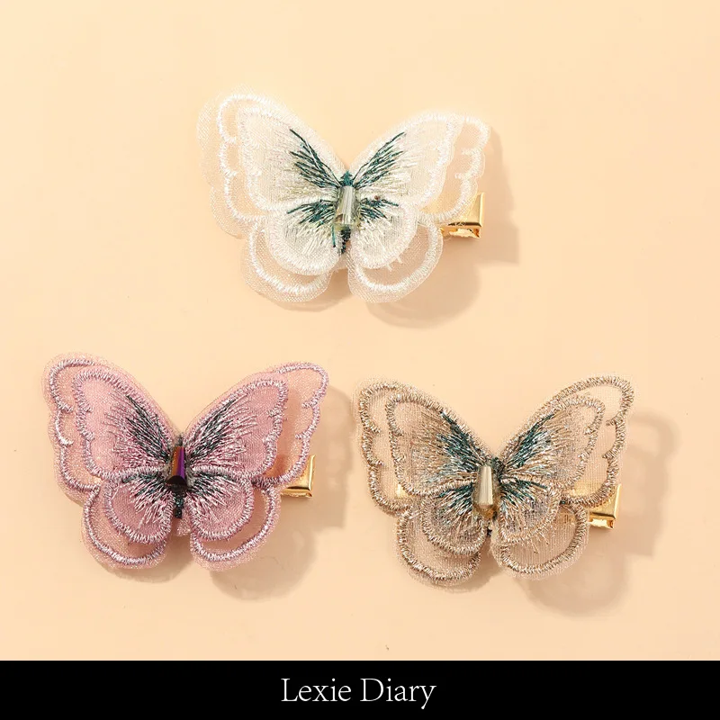 Lexie Diary 2020 новые заколки ручной работы с вышитыми бабочками для волос из утиного