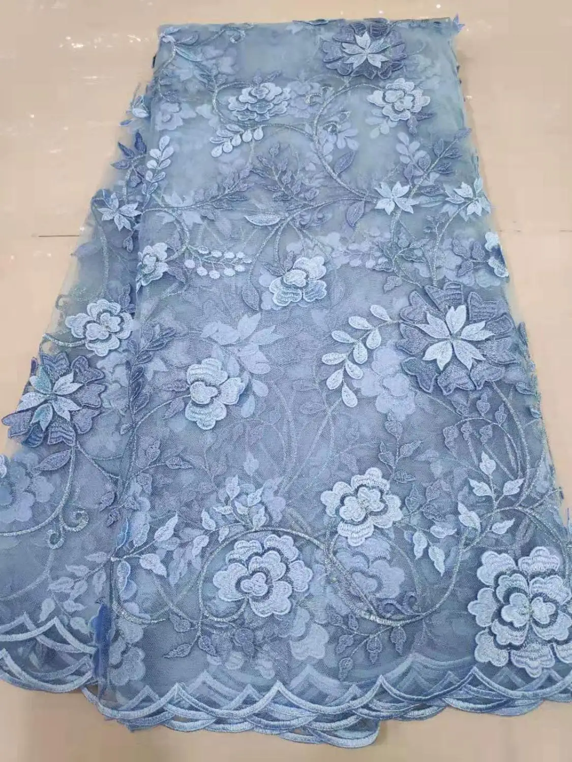 Hot Sale white Luxury African Lace Fabric 2019 High Quality Tulle French 3D Fabrics for Wedding Dress FHD725 | Дом и сад