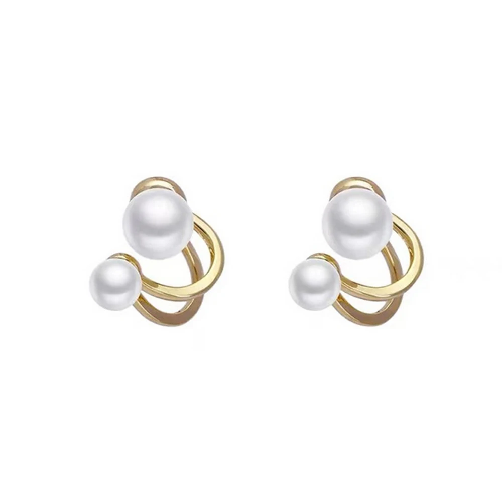 

Cute Korea Elegant Pearl Hoop Earrings For Women Classic Small Zircon Huggie Pearl Stud Earring Wedding Kpop Jewlery Gift