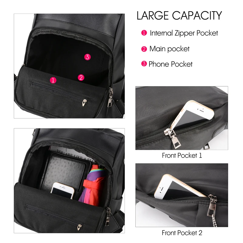 Женский кожаный рюкзак с защитой от кражи вместительный школьный для девочек