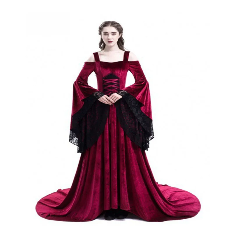 Женское платье с открытыми плечами готическое принцессы средневекового дворца