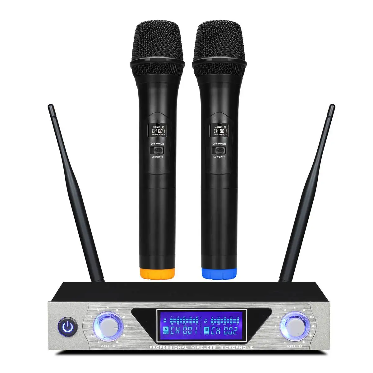 

200-599 MHz Wireless Microphone 2 Channels VHF Professional Handheld Mic For Party Karaoke Church Show Meeting