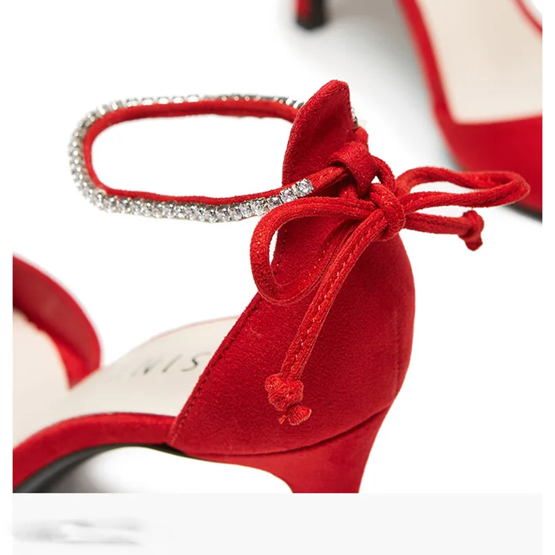 

Fashion women's spring and autumn open toe sandals women's rhinestones with wild one-button buckle high heels