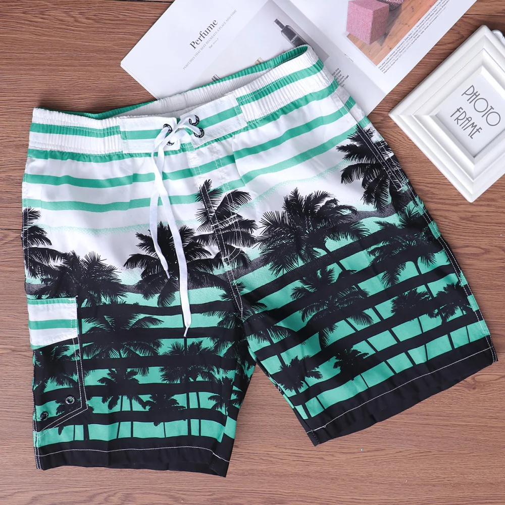 

Men Fast Dry Beach Shorts Palm Tree Casual Surfing Swimming Trunks with Pockets - Size (Yellow)