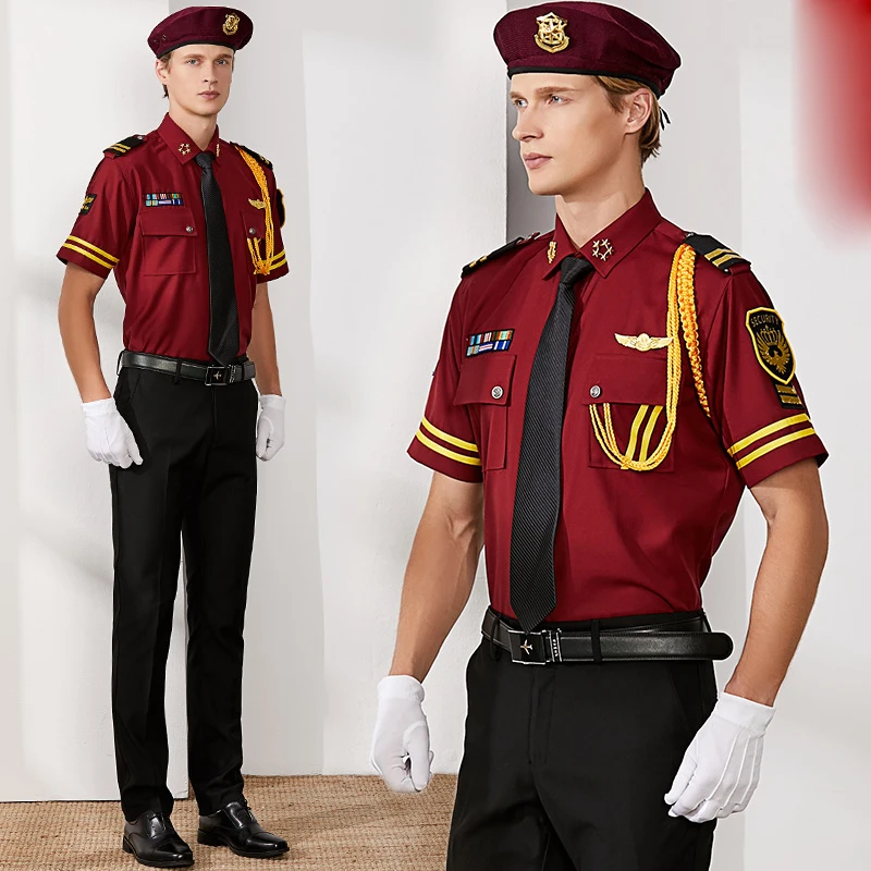 

Quality Security uniform Spring Autumn suits Shirt + Pants + accessories Square collar Shirt USA Hotel Property Protocol Clothes