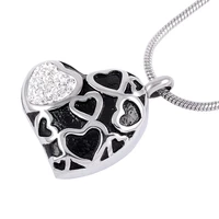 stainless steel memorial ashes locket pendant for ash holder full heart ashes keepsake cremation jewelry with crystal