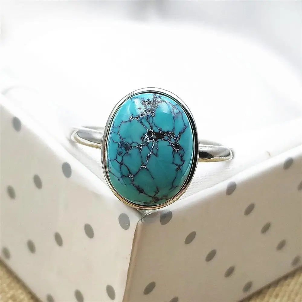 Женское регулируемое кольцо цвет естественный бирюзово-зеленый из серебра 925