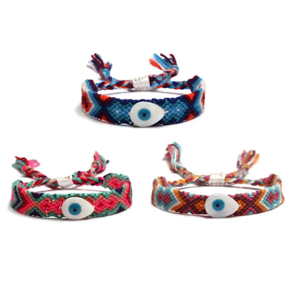 Boho Каури Seashell Овальный греческий сглаза макраме браслет дружбы для женщин мужчин
