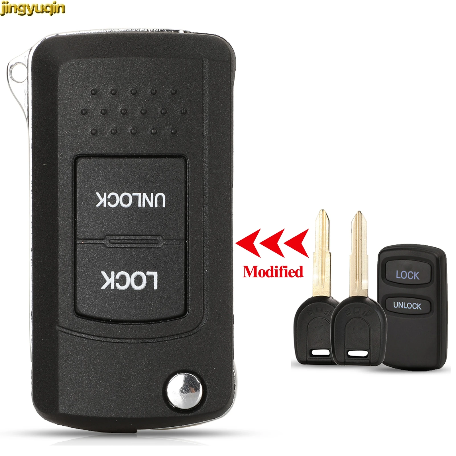 

Jingyuqin Remote Car Key Fob Shell For Mitsubishi Lancer Outlander Pajero V73 Modified 2 Buttons Case Left/Right Blade
