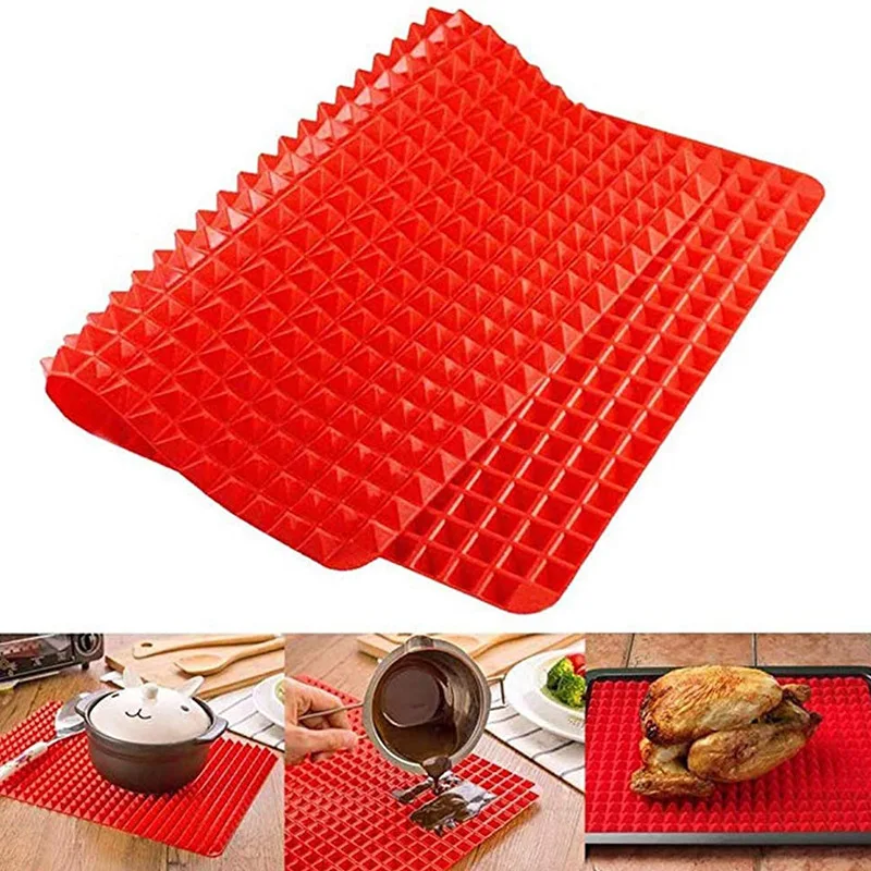 

Non-stick BBQ Grill Mat Silicone Baking Mat Pyramid Shape Bakeware Mold Reusable Oven Cooking Grilling BBQ Liner Mat 40.5*29cm