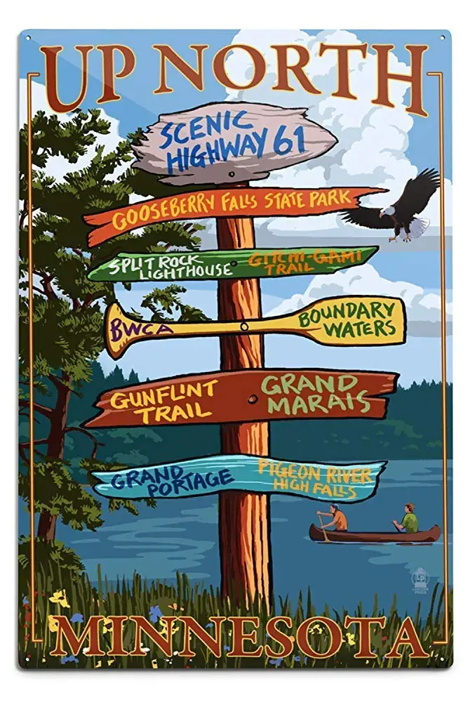 

Оловянный знак Up North Minnesota, Настенный декор