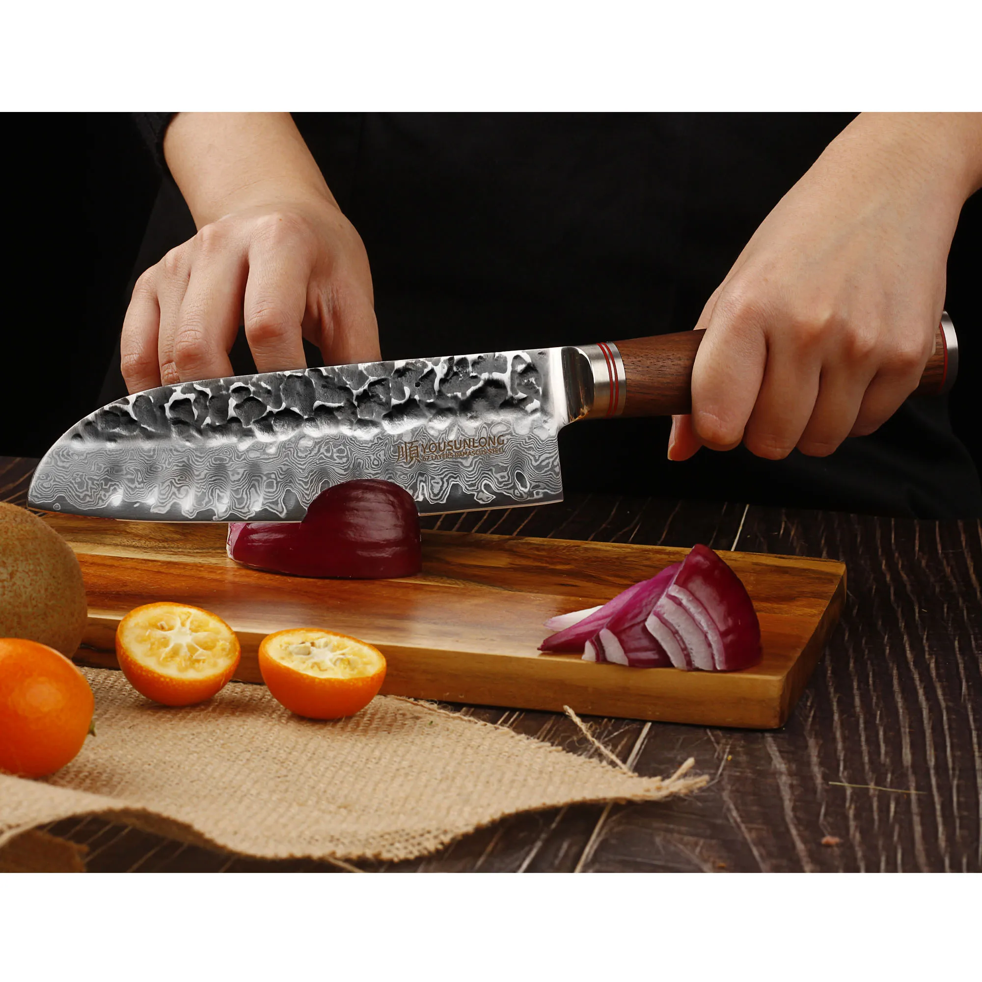 Ножи YOUSUNLONG Santoku профессиональный шеф повар из дамасской стали 7 дюймов японская