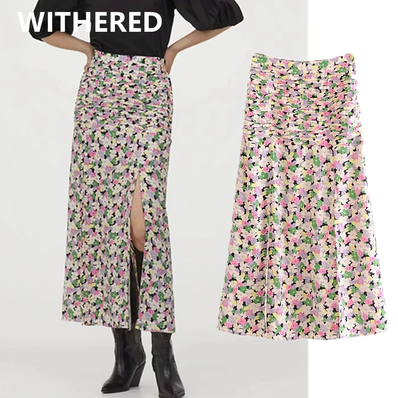 Женская винтажная юбка миди в английском стиле с цветочным принтом faldas mujer moda 2020