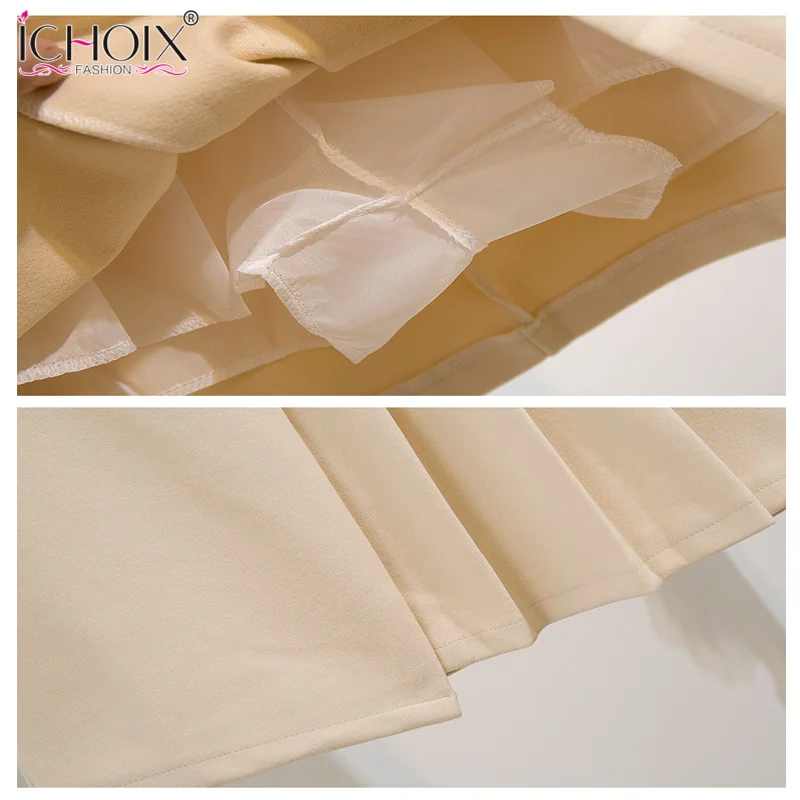 

ICHOIX Winter Sweater Two Piece Sets Sweet Girl's Pullover Long Sleeve Sweater+ Irregular Slim A-line skirt Suit Fashion Outfit