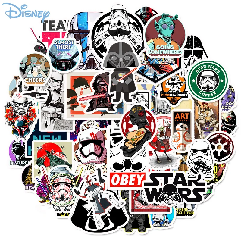

Водонепроницаемые наклейки для детей, 10/50 шт., Disney наклейки из "Звездных Войн", мандалорцы, аниме, скейтборд, багаж, ноутбук, гитара